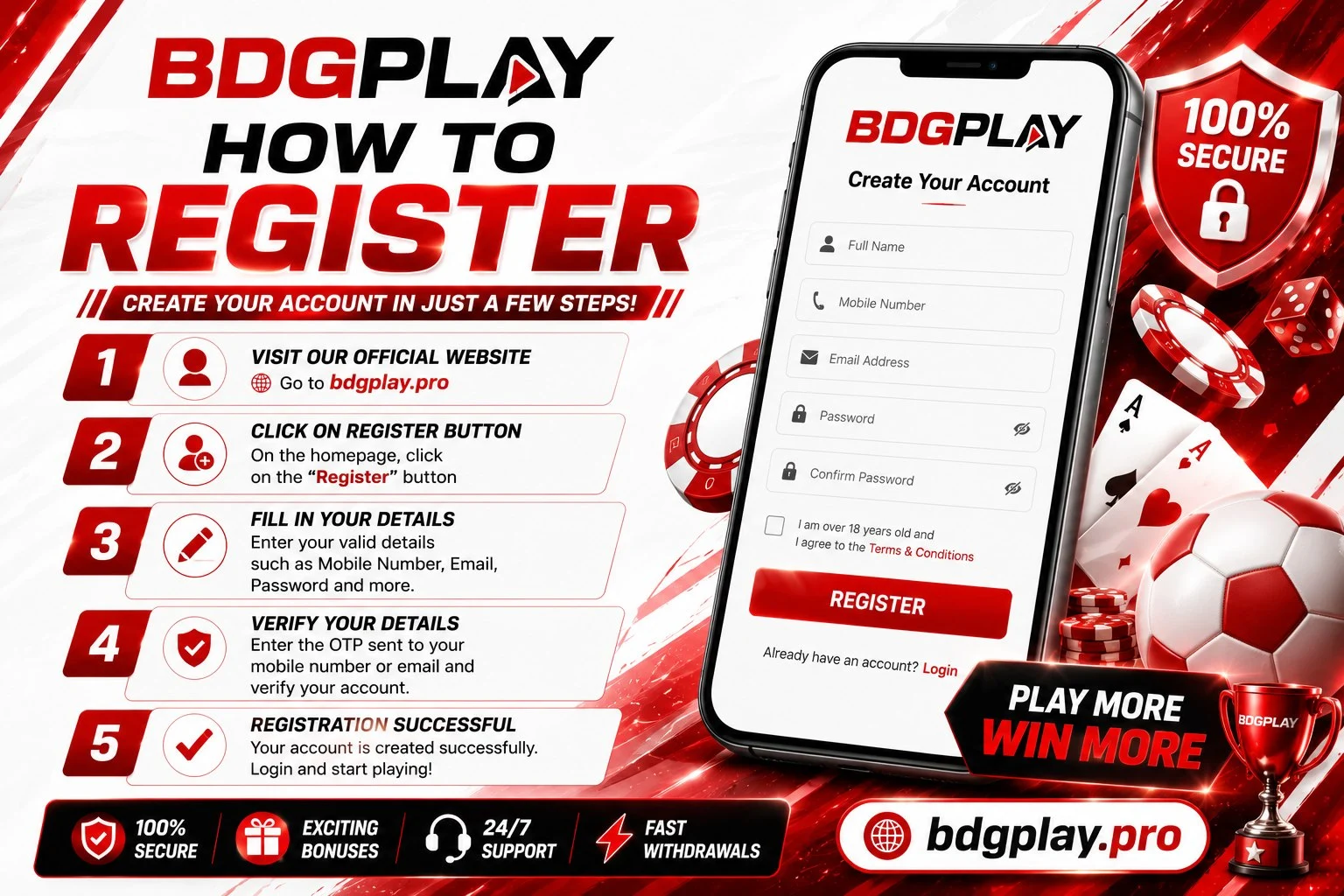 BDG Net Register – Online Account Sign-Up & Mobile Verification Screen